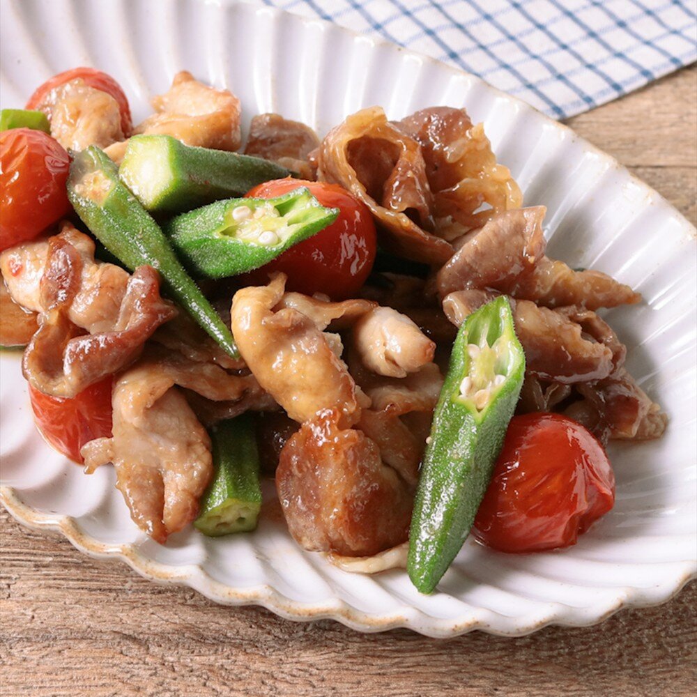 中華風！肉とオクラとトマトの甘酢炒め