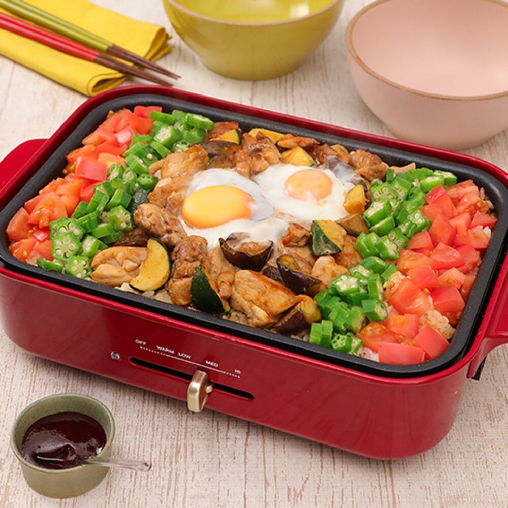 ゴロゴロ鶏肉と夏野菜の旨辛石焼ビビンバ風