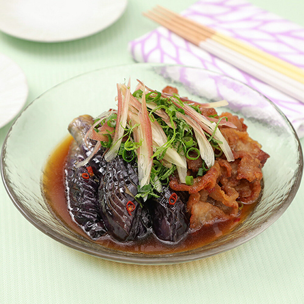 薬味たっぷり♪なすと豚肉の揚げ浸し